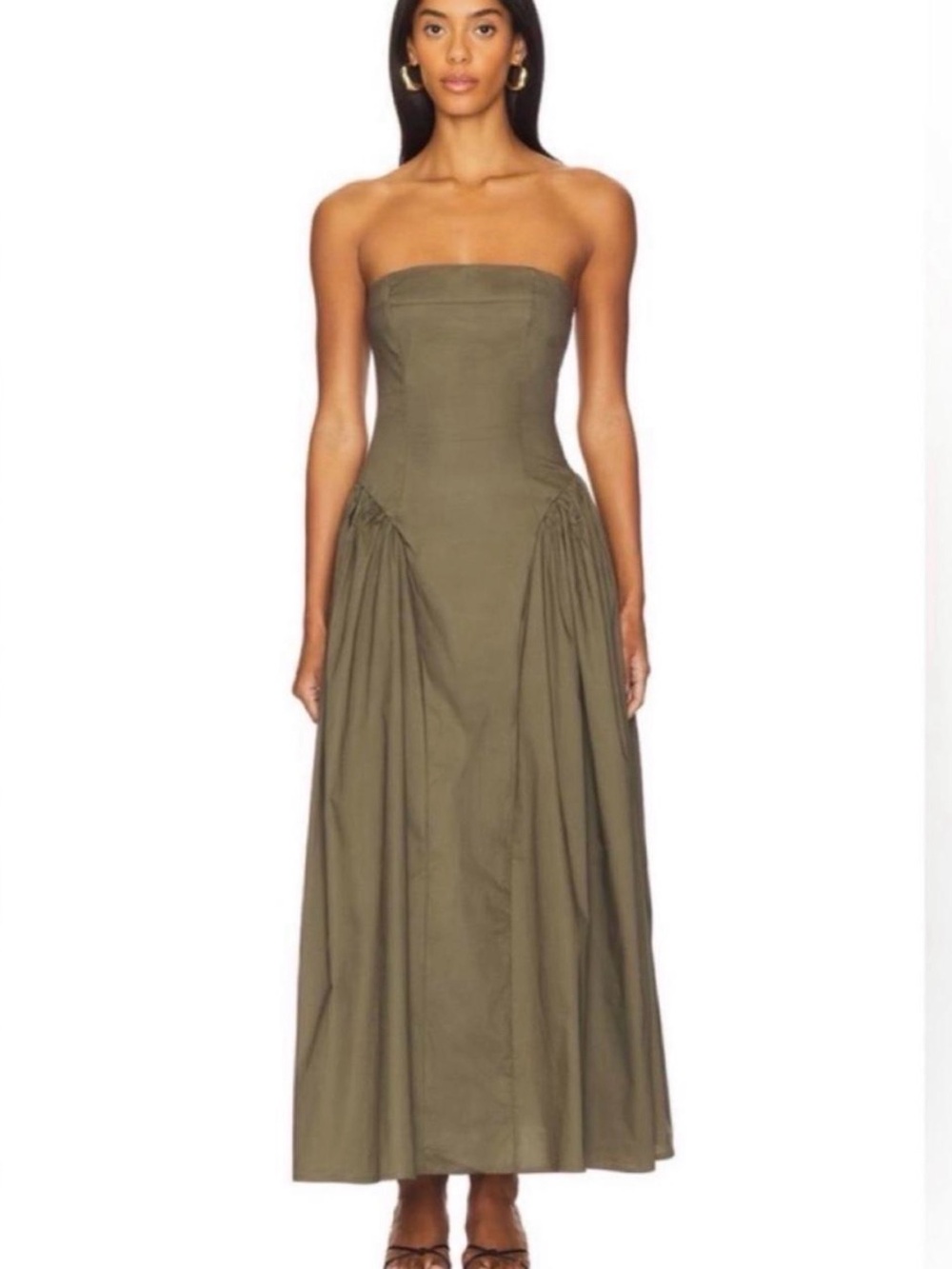 WeWoreWhat Strapless Olive-Green Maxi Dress